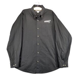 Tri-Mountain Button Up Shirt Mens XL Long Sleeve Black Chest Pocket SRM Logo